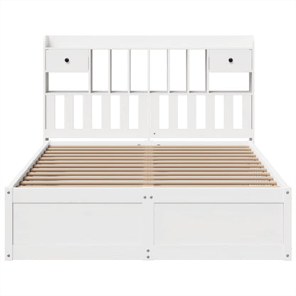 Bedframe zonder matras massief grenenhout wit 140x200 cm