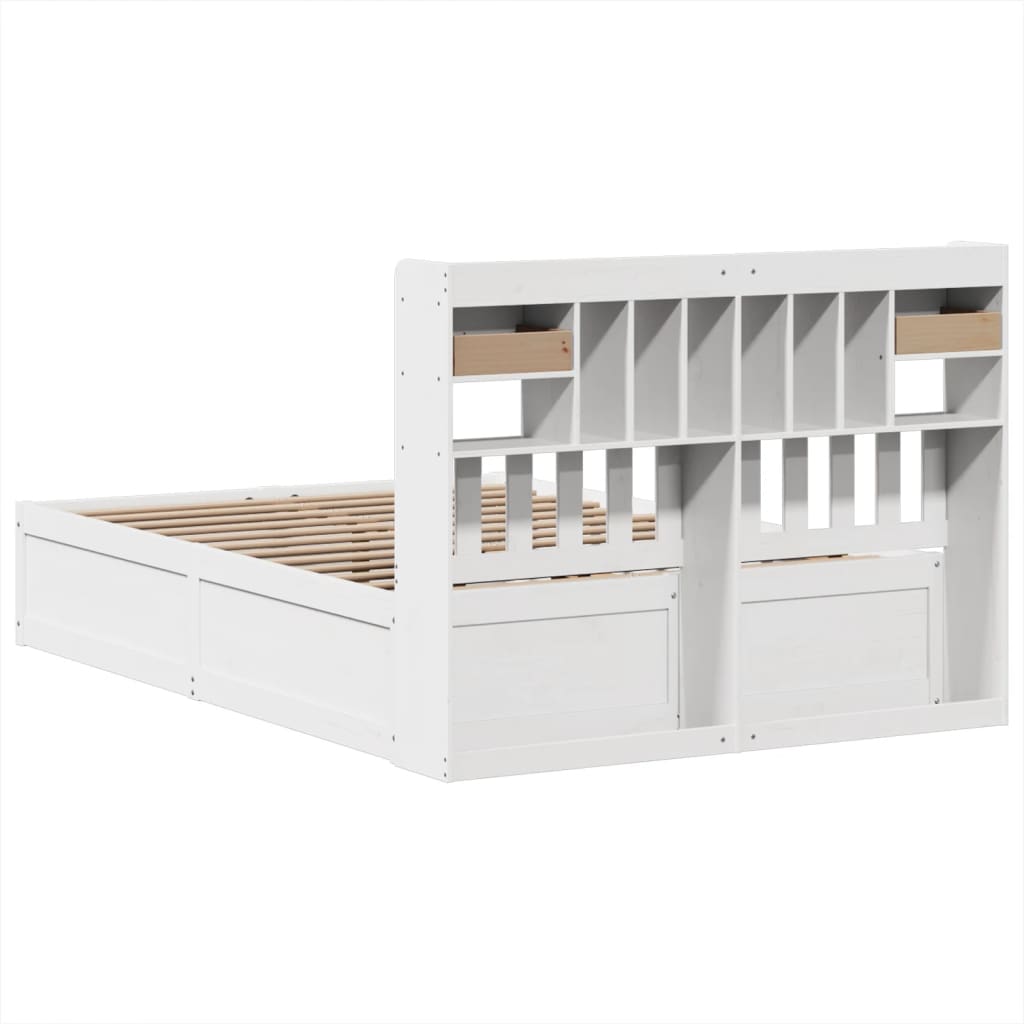 Bedframe zonder matras massief grenenhout wit 140x200 cm