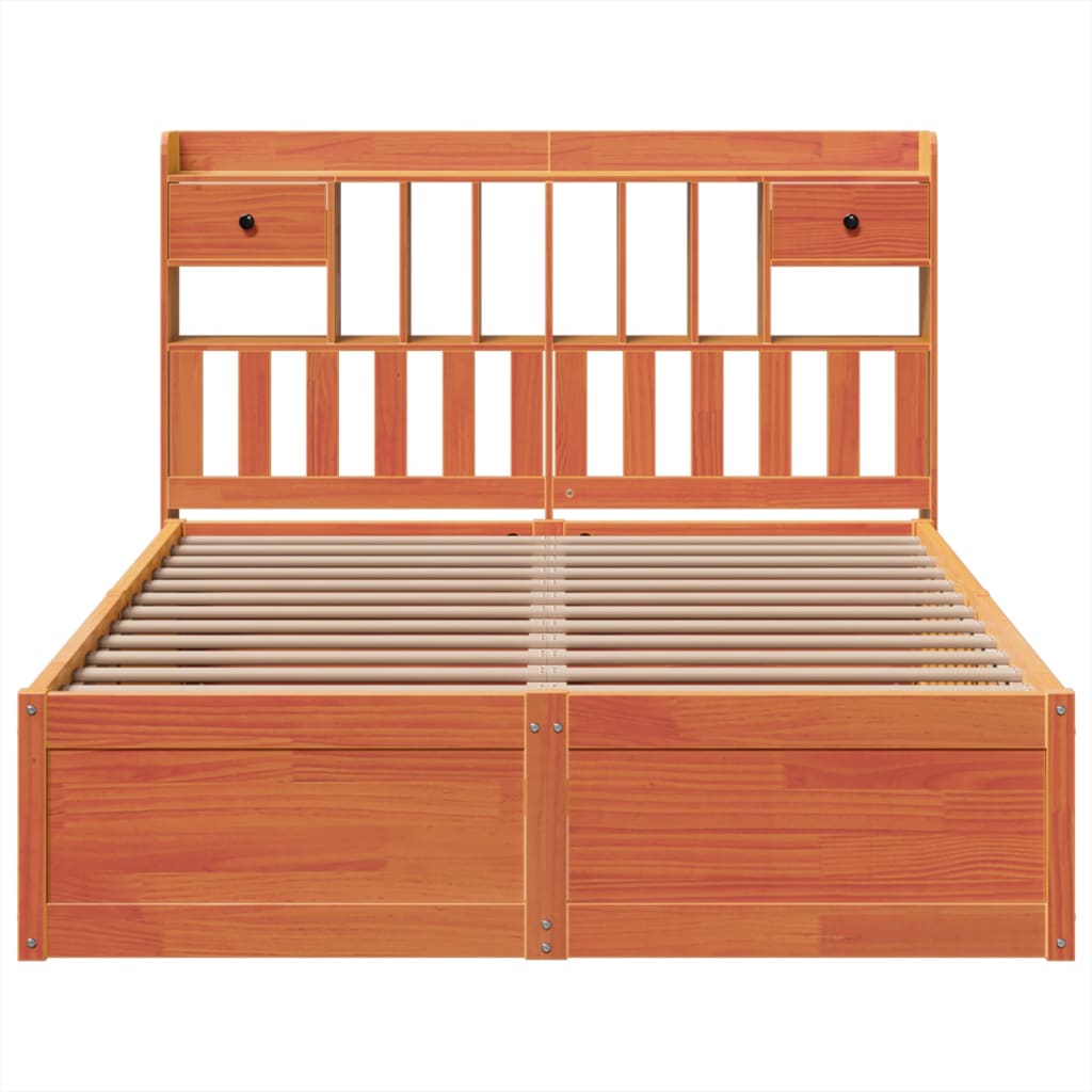 Bedframe zonder matras massief grenenhout wasbruin 140x200 cm