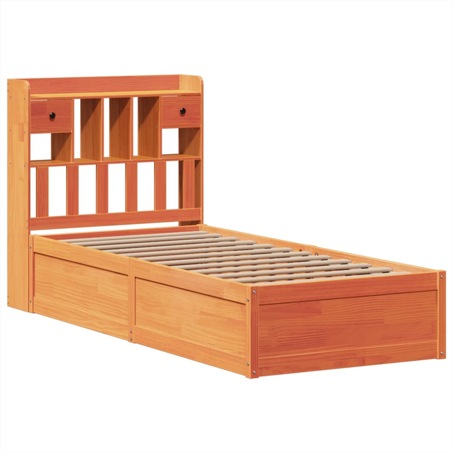 Bedframe zonder matras massief grenenhout wasbruin 100x200 cm
