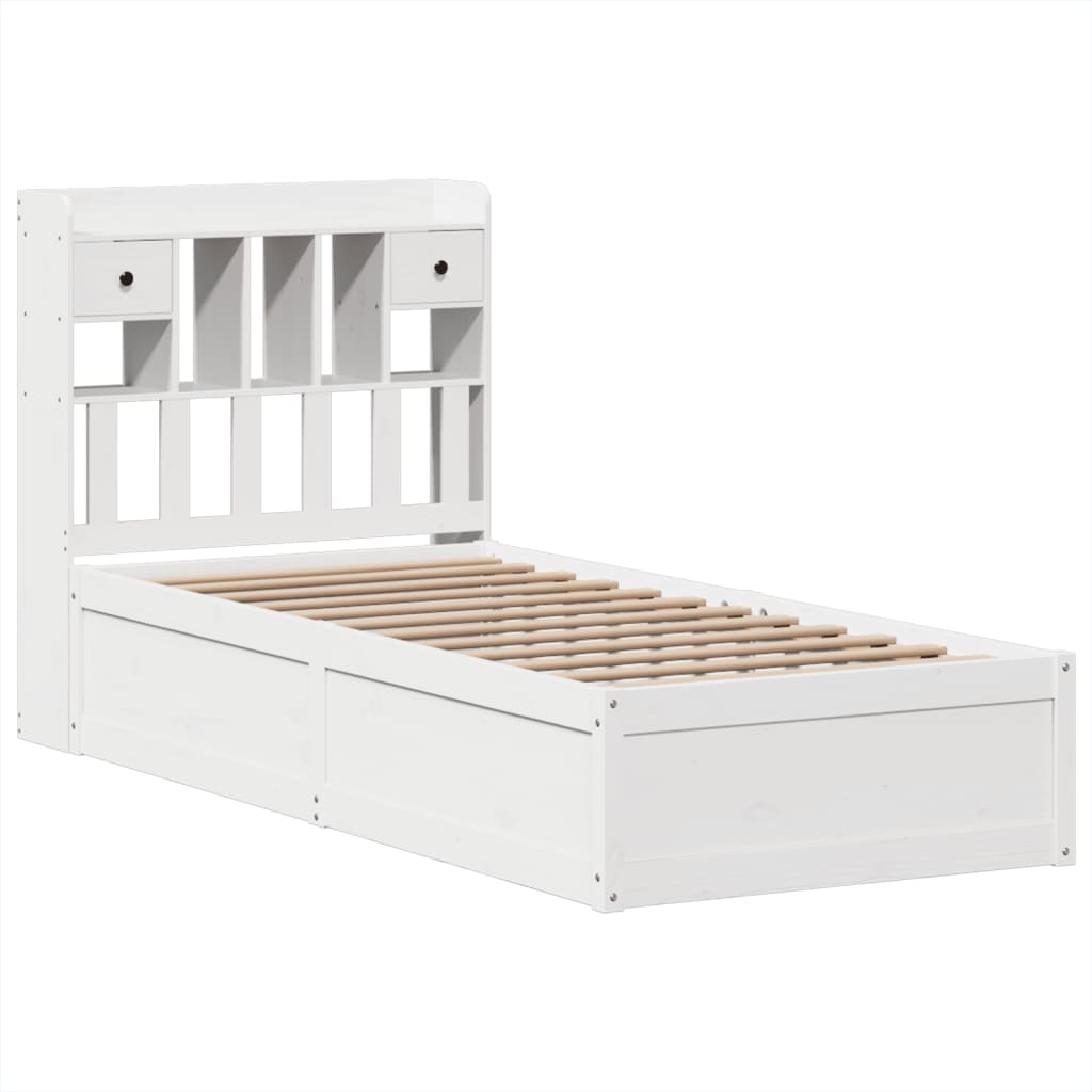 Bedframe zonder matras massief grenenhout wit 90x200 cm