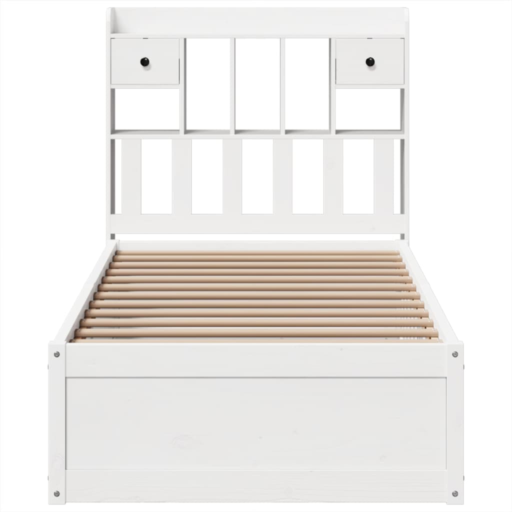 Bedframe zonder matras massief grenenhout wit 90x200 cm