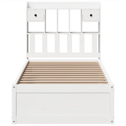 Bedframe zonder matras massief grenenhout wit 90x200 cm