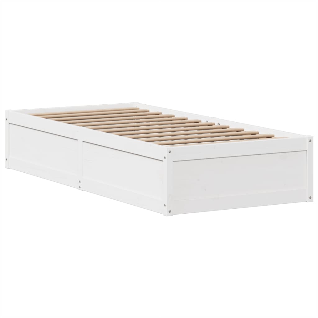 Bedframe zonder matras massief grenenhout wit 90x200 cm