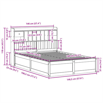 Bedframe zonder matras massief grenenhout 140x190 cm