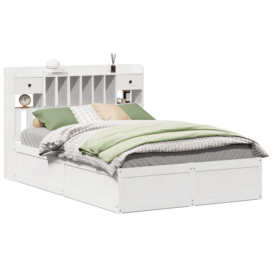 Bedframe zonder matras massief grenenhout wit 140x190 cm