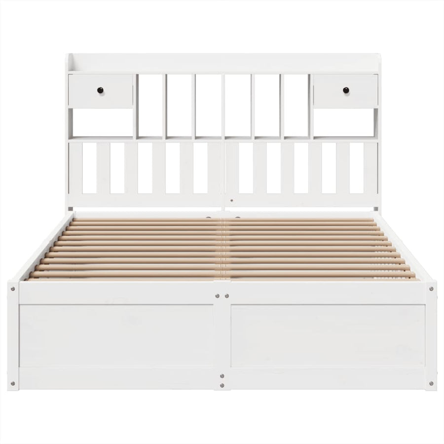 Bedframe zonder matras massief grenenhout wit 140x190 cm