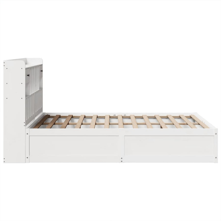 Bedframe zonder matras massief grenenhout wit 140x190 cm