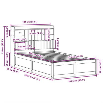 Bedframe zonder matras massief grenenhout 135x190 cm