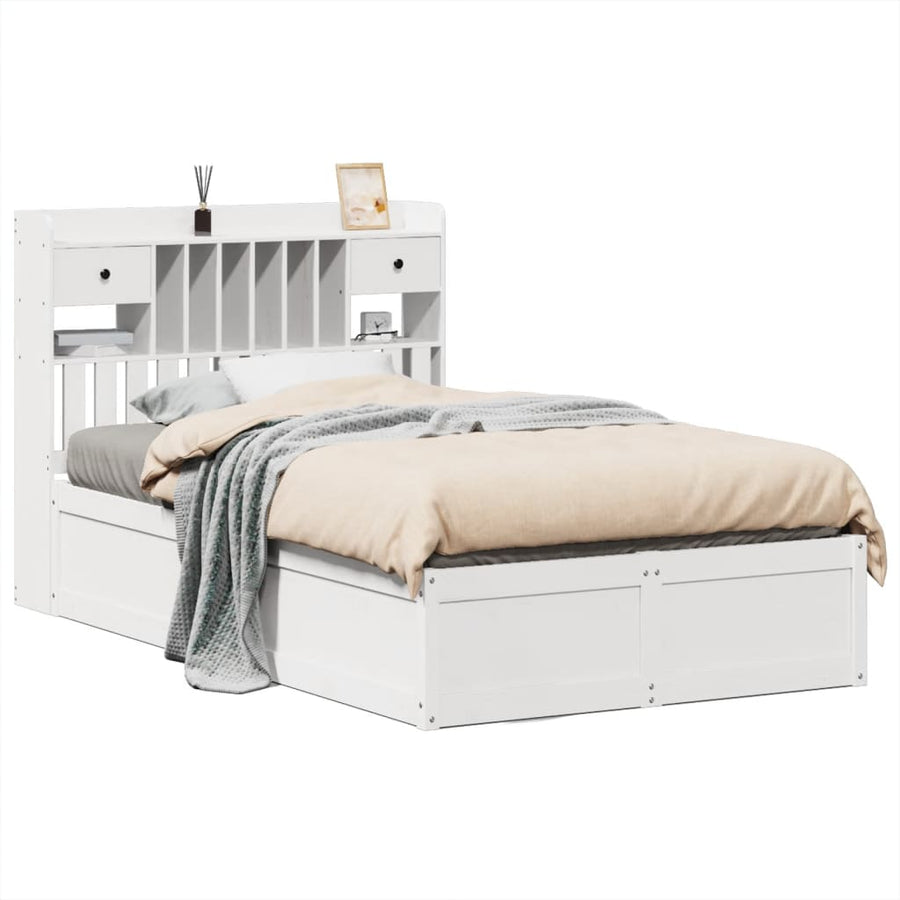 Bedframe zonder matras massief grenenhout wit 135x190 cm