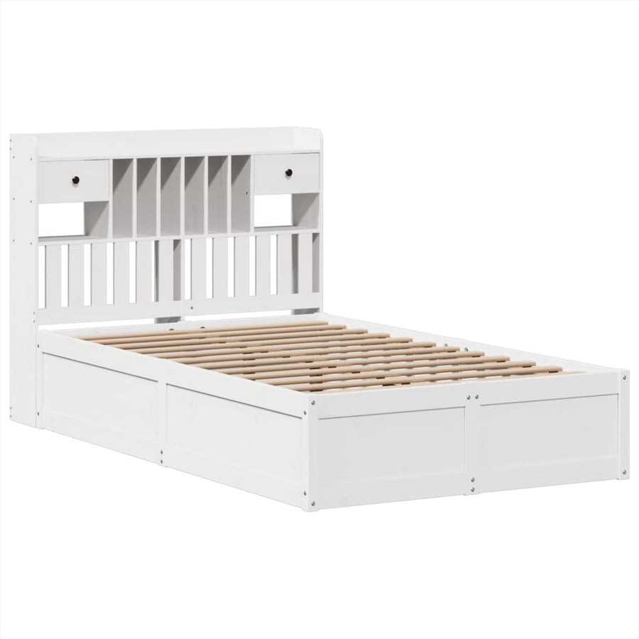 Bedframe zonder matras massief grenenhout wit 135x190 cm