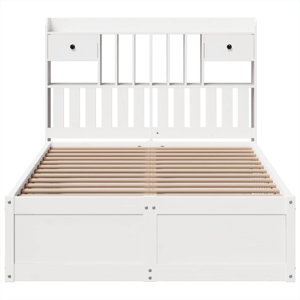 Bedframe zonder matras massief grenenhout wit 135x190 cm
