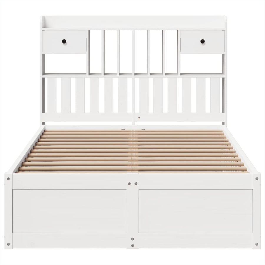 Bedframe zonder matras massief grenenhout wit 135x190 cm