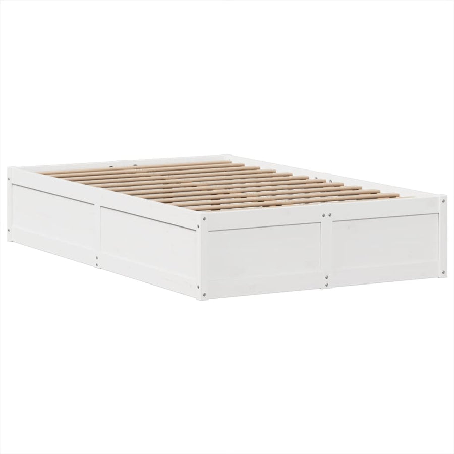 Bedframe zonder matras massief grenenhout wit 135x190 cm