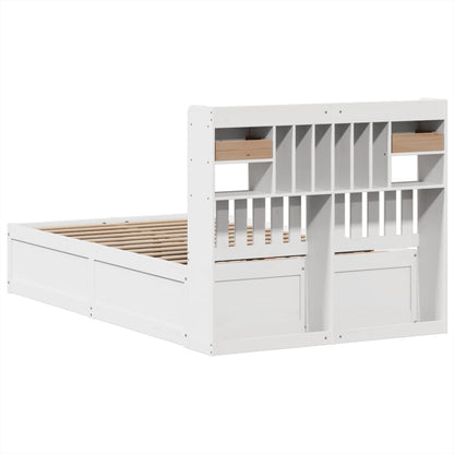 Bedframe zonder matras massief grenenhout wit 135x190 cm