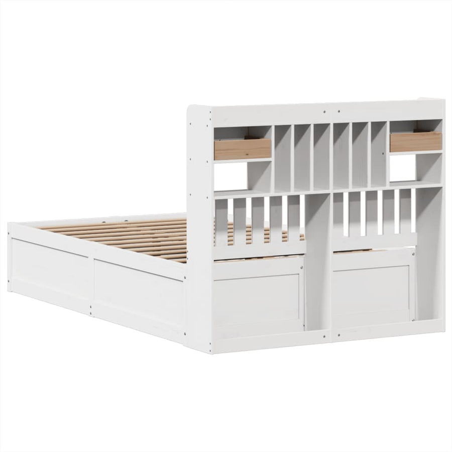 Bedframe zonder matras massief grenenhout wit 135x190 cm