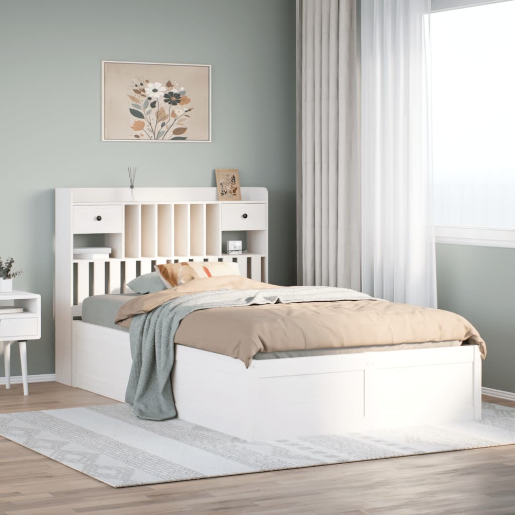 Bedframe zonder matras massief grenenhout wit 135x190 cm