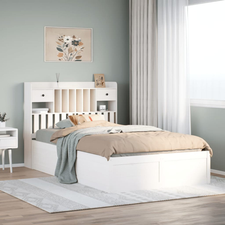 Bedframe zonder matras massief grenenhout wit 135x190 cm