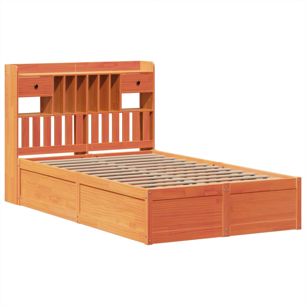 Bedframe zonder matras massief grenenhout wasbruin 135x190 cm