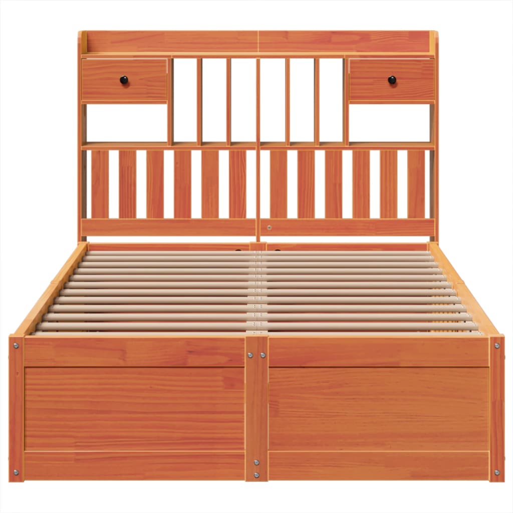 Bedframe zonder matras massief grenenhout wasbruin 135x190 cm