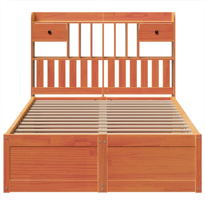 Bedframe zonder matras massief grenenhout wasbruin 135x190 cm