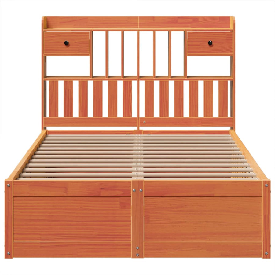 Bedframe zonder matras massief grenenhout wasbruin 135x190 cm