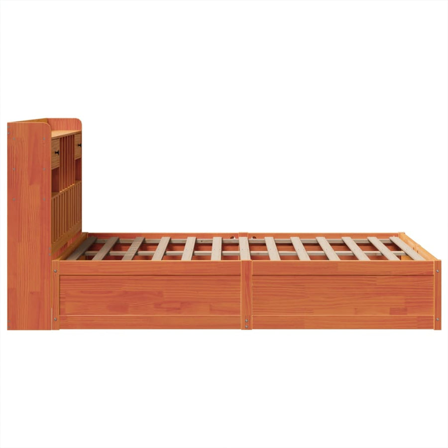 Bedframe zonder matras massief grenenhout wasbruin 135x190 cm