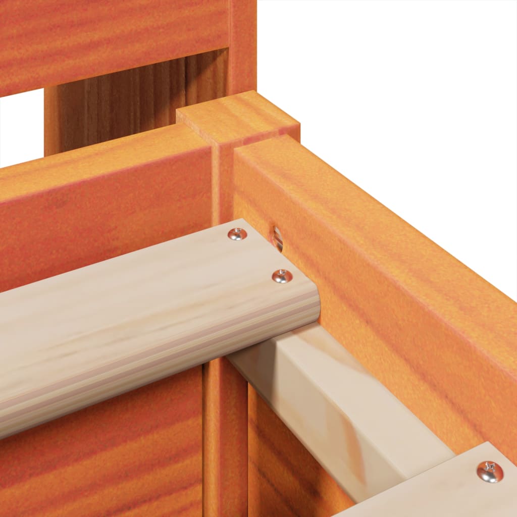 Bedframe zonder matras massief grenenhout wasbruin 135x190 cm