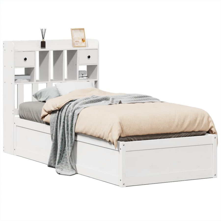 Bedframe zonder matras massief grenenhout wit 90x190 cm