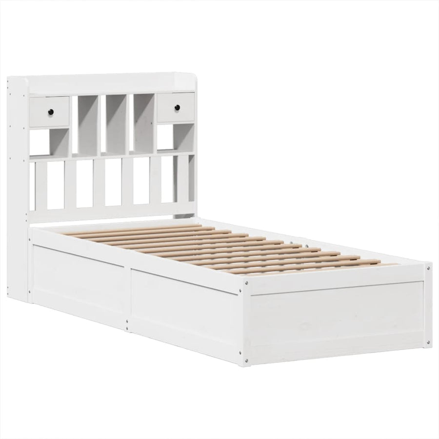 Bedframe zonder matras massief grenenhout wit 90x190 cm