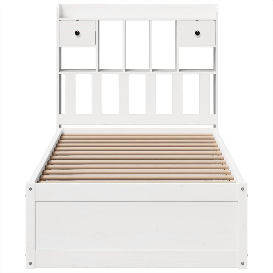 Bedframe zonder matras massief grenenhout wit 90x190 cm