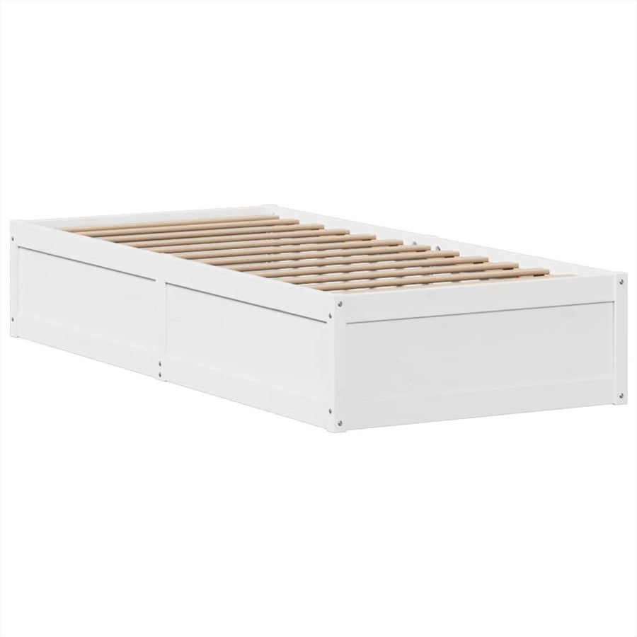 Bedframe zonder matras massief grenenhout wit 90x190 cm
