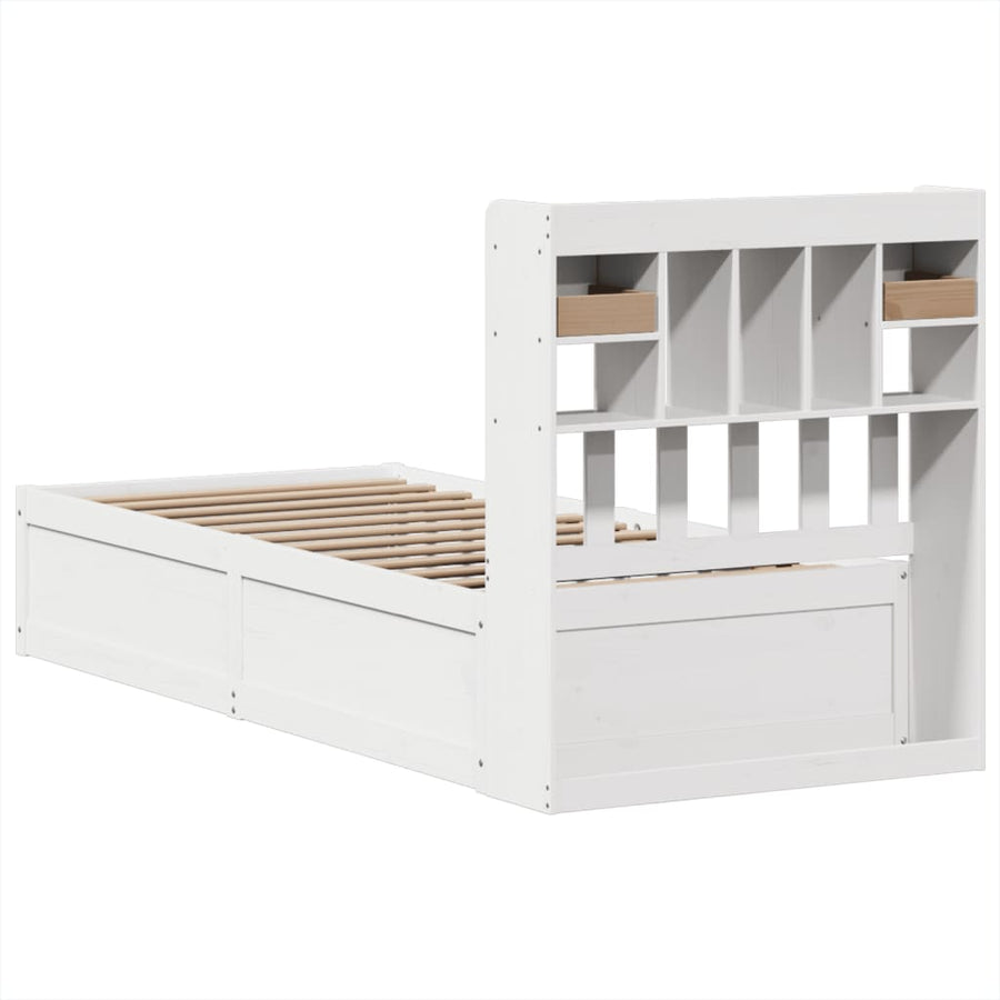 Bedframe zonder matras massief grenenhout wit 90x190 cm