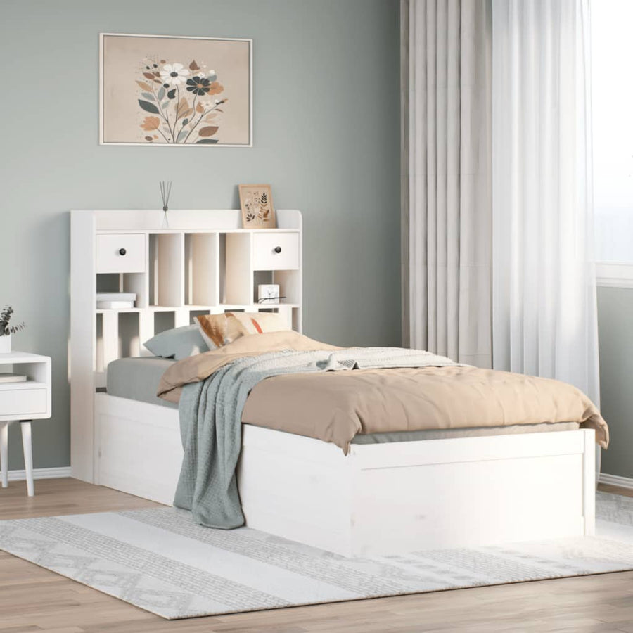 Bedframe zonder matras massief grenenhout wit 90x190 cm