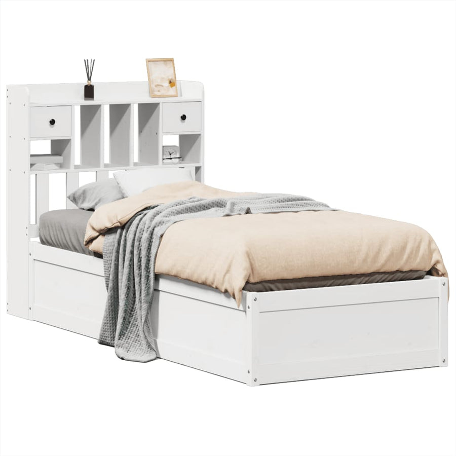 Bedframe zonder matras massief grenenhout wit 75x190 cm