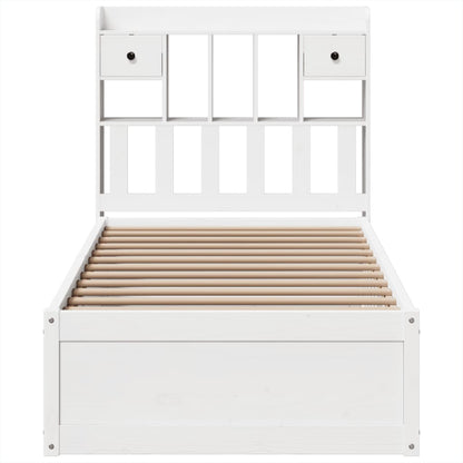 Bedframe zonder matras massief grenenhout wit 75x190 cm