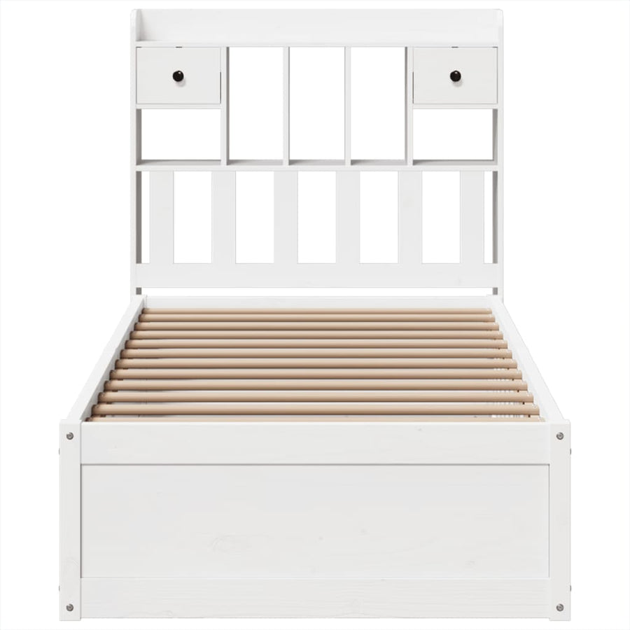 Bedframe zonder matras massief grenenhout wit 75x190 cm