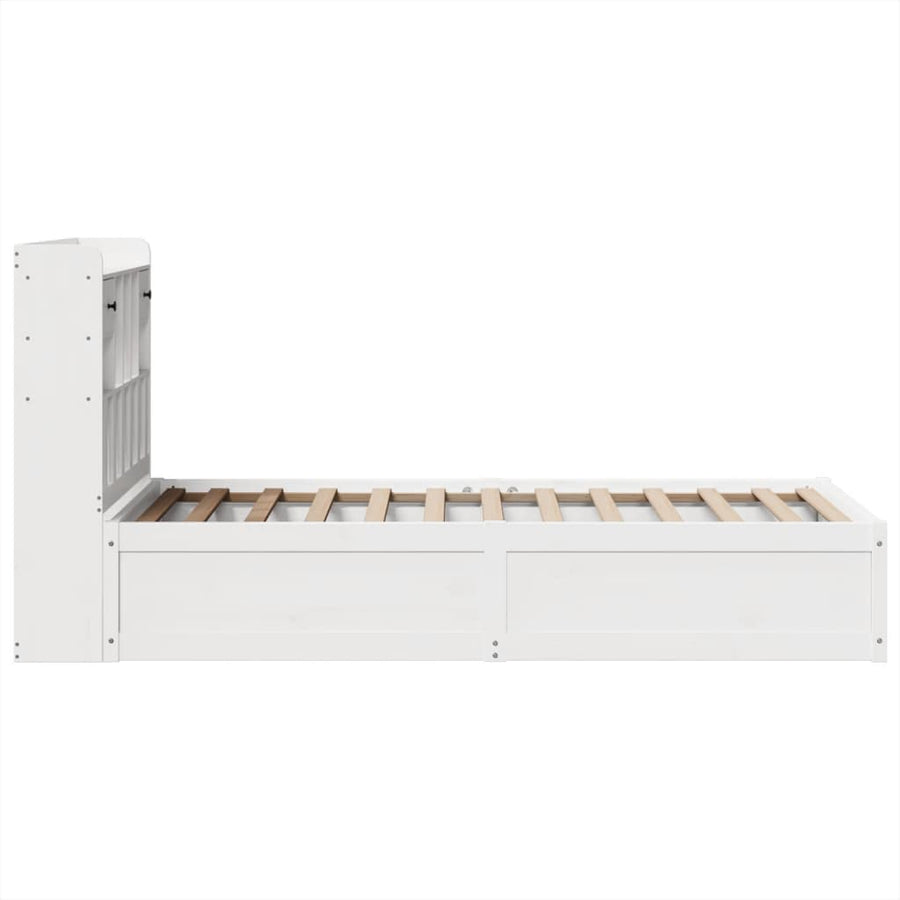 Bedframe zonder matras massief grenenhout wit 75x190 cm