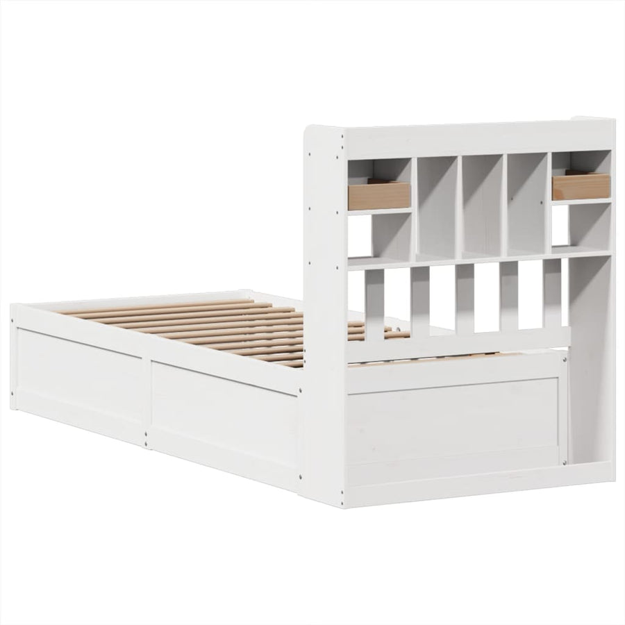 Bedframe zonder matras massief grenenhout wit 75x190 cm