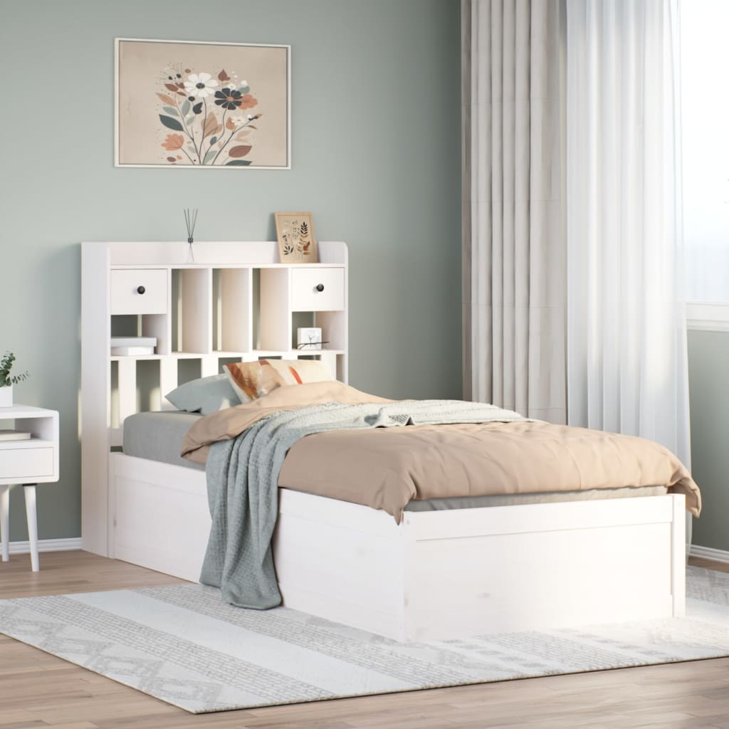 Bedframe zonder matras massief grenenhout wit 75x190 cm