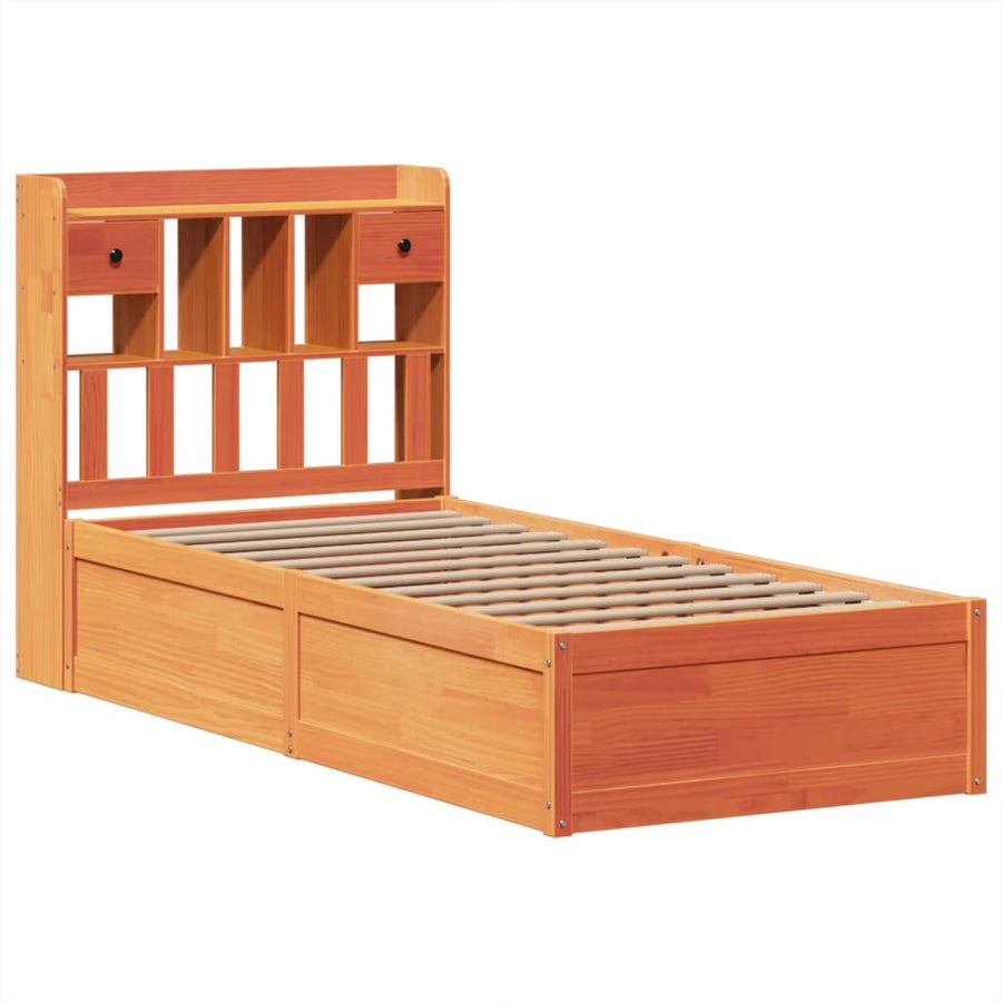 Bedframe zonder matras massief grenenhout wasbruin 75x190 cm