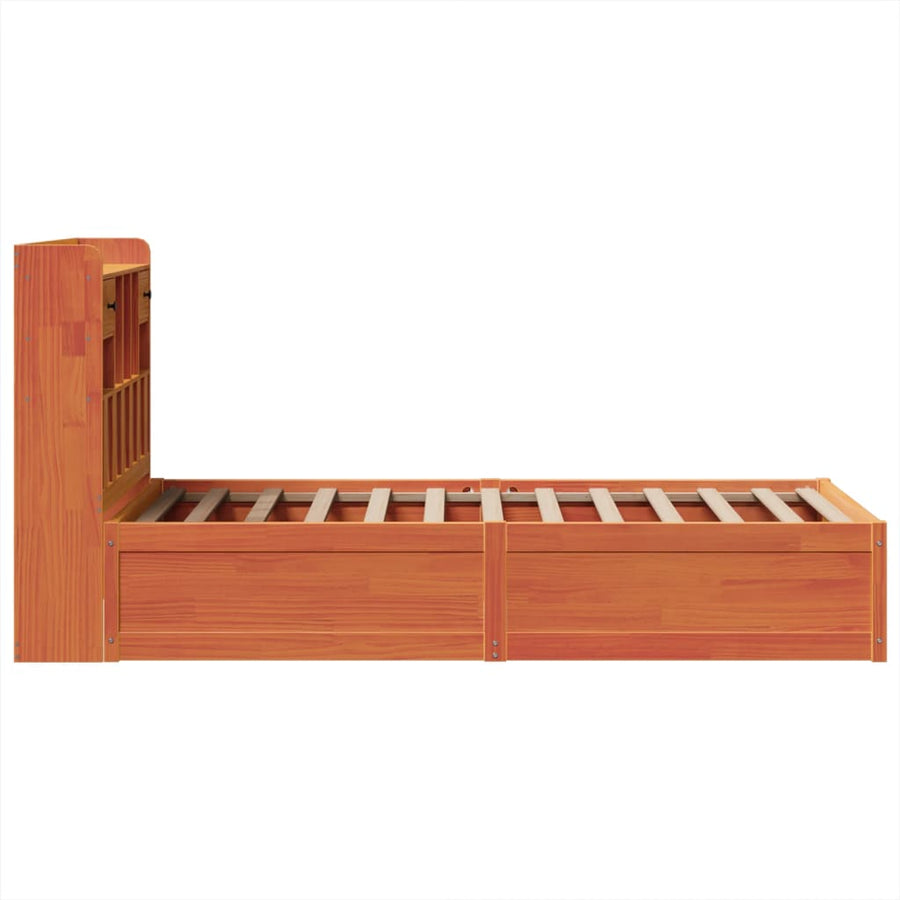 Bedframe zonder matras massief grenenhout wasbruin 75x190 cm