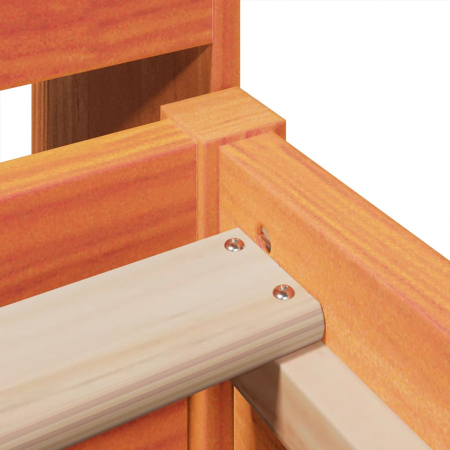 Bedframe zonder matras massief grenenhout wasbruin 75x190 cm
