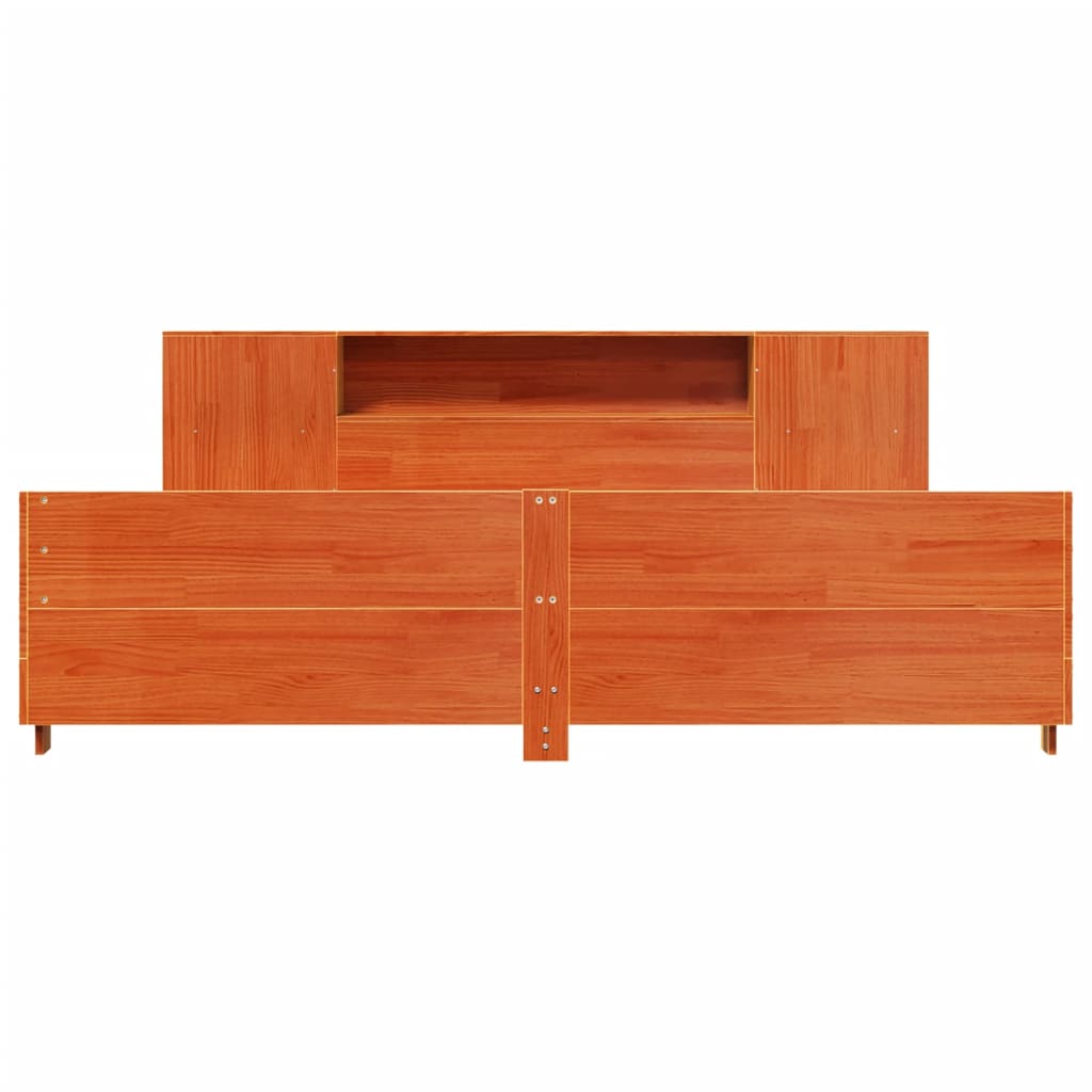 Bedframe zonder matras massief grenenhout wasbruin 200x200 cm