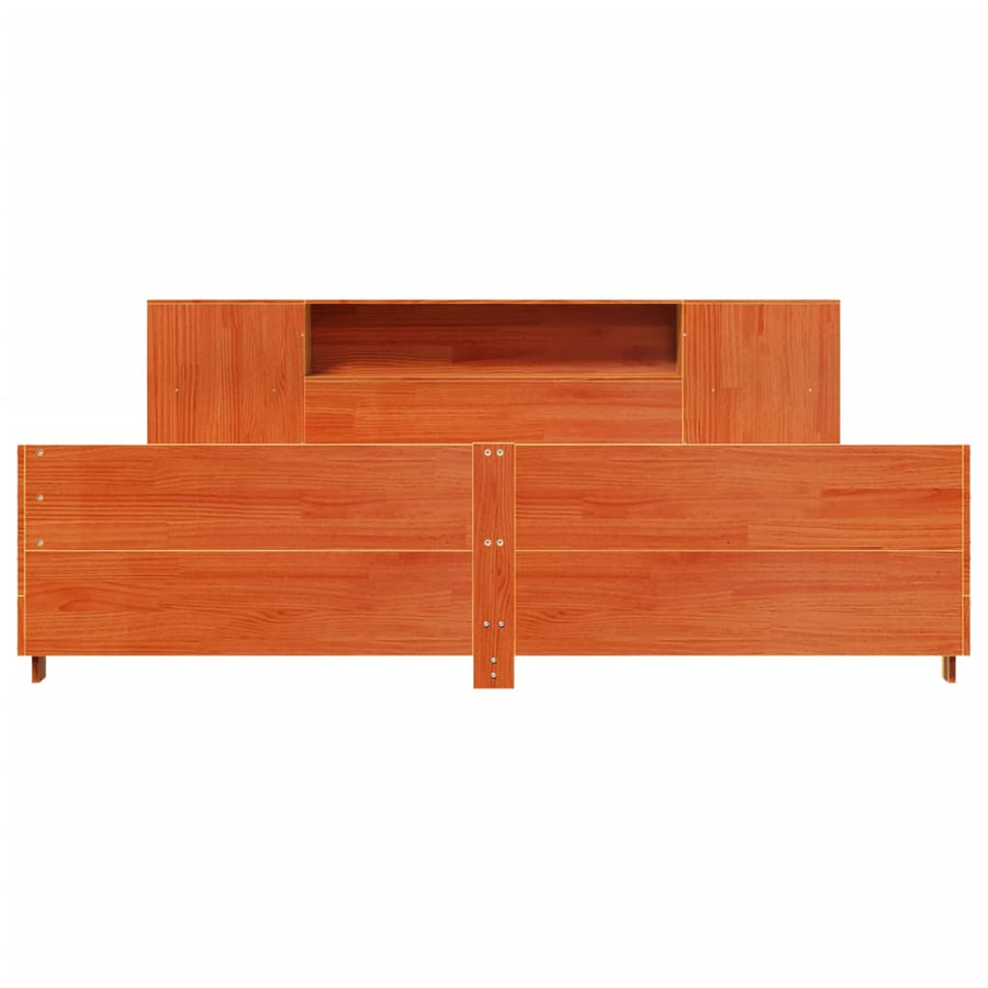 Bedframe zonder matras massief grenenhout wasbruin 200x200 cm