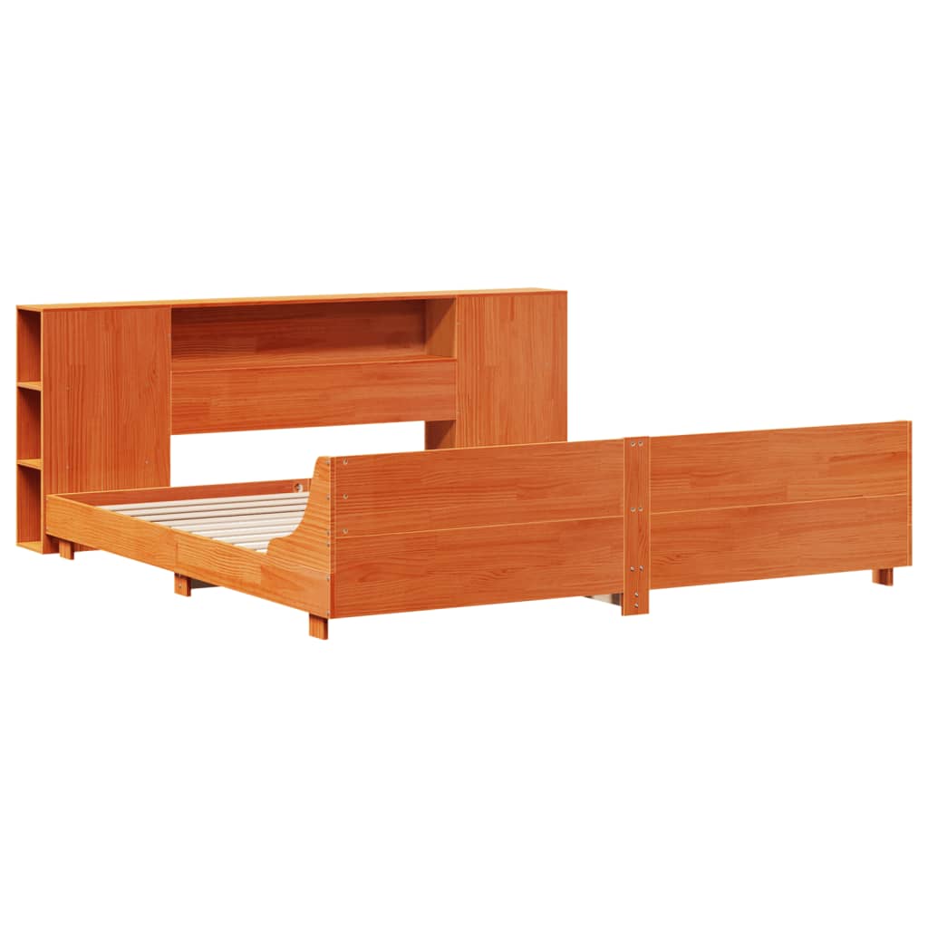 Bedframe zonder matras massief grenenhout wasbruin 180x200 cm