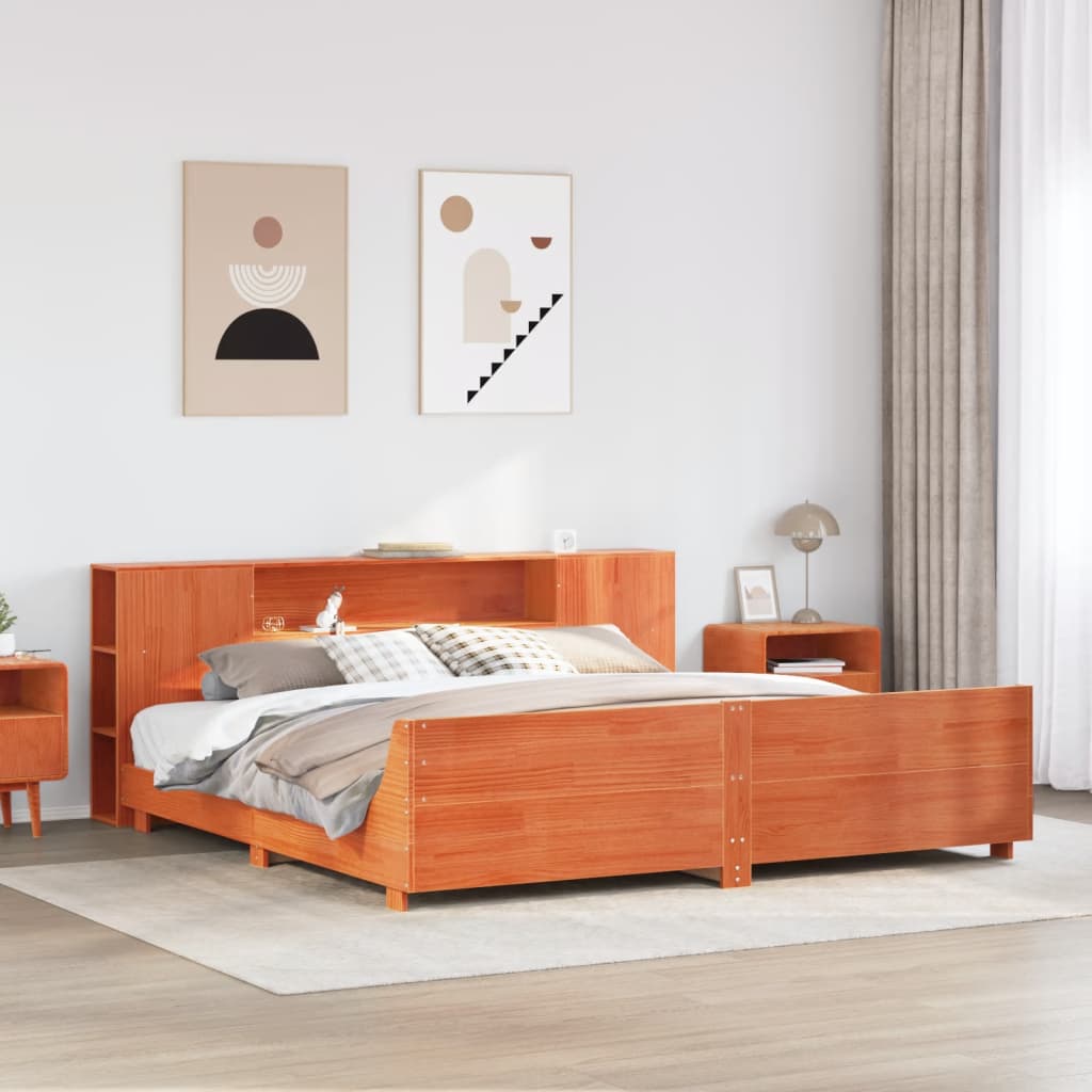 Bedframe zonder matras massief grenenhout wasbruin 180x200 cm