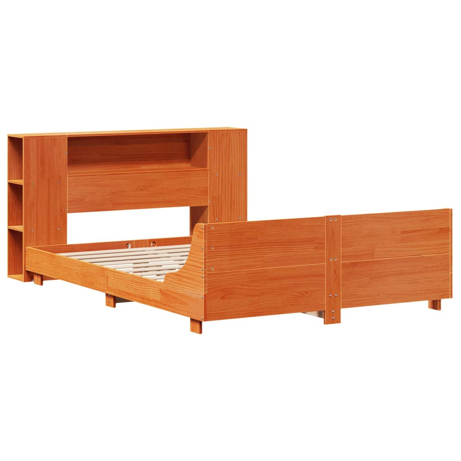 Bedframe zonder matras massief grenenhout wasbruin 150x200 cm