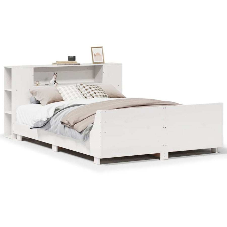 Bedframe zonder matras massief grenenhout wit 140x190 cm