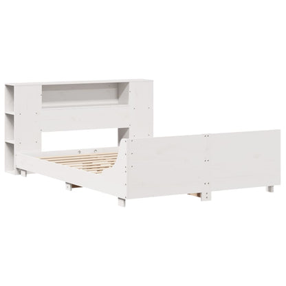 Bedframe zonder matras massief grenenhout wit 140x190 cm